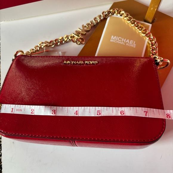 MICHAEL KORS jet set medium red leather pouchette bag NWT - Picture 9 of 10